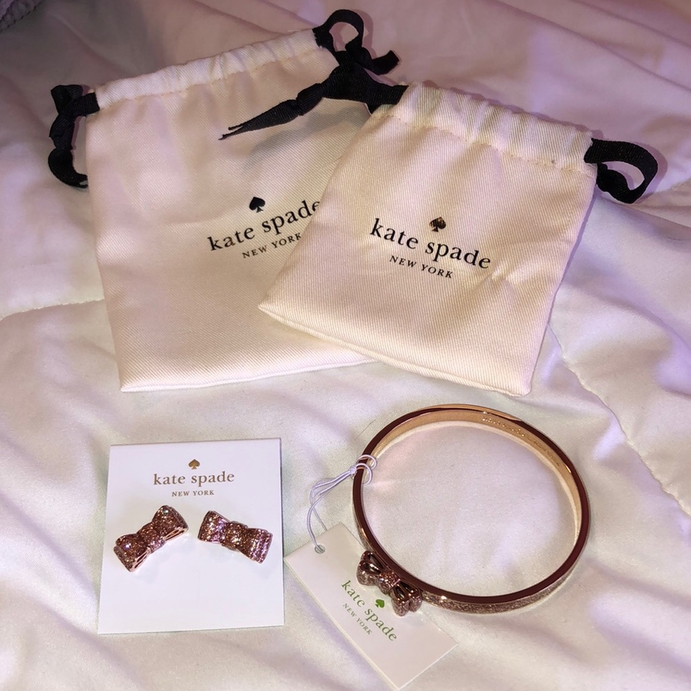 Kate spade glitter bow earrings and bracelet